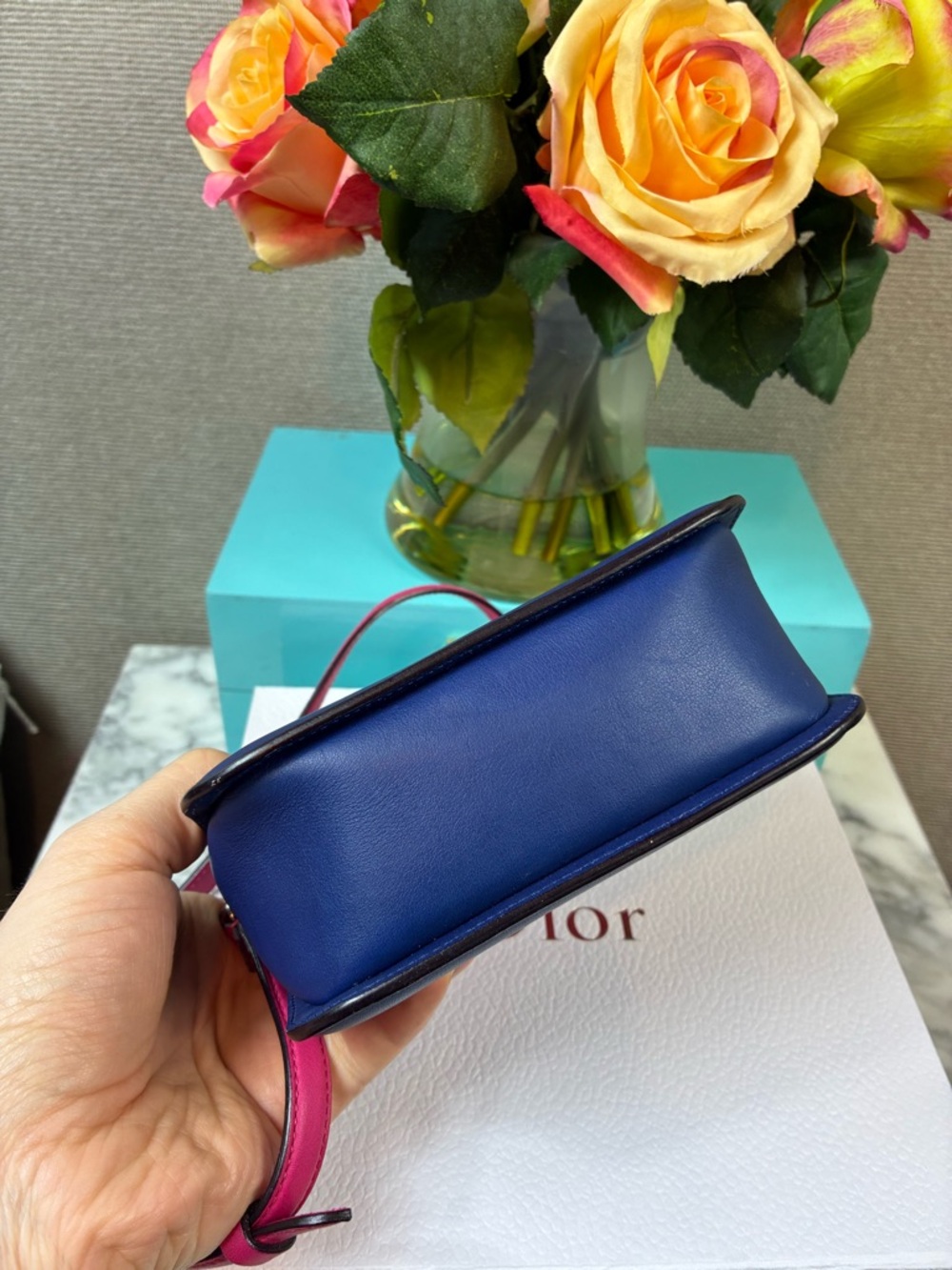 Dior Pink & Blue Leather Diorissimo Promenade Crossbody - Beautiful Pre-Loved - Picture 6 of 16